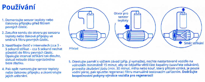 Manuál pro čištění filtru pevných částic (DPF)